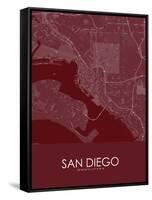 San Diego, United States of America Red Map-null-Framed Stretched Canvas