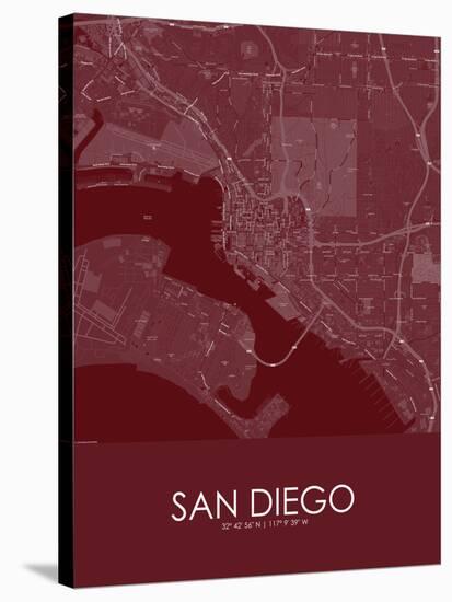 San Diego, United States of America Red Map-null-Stretched Canvas