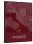 San Diego, United States of America Red Map-null-Stretched Canvas