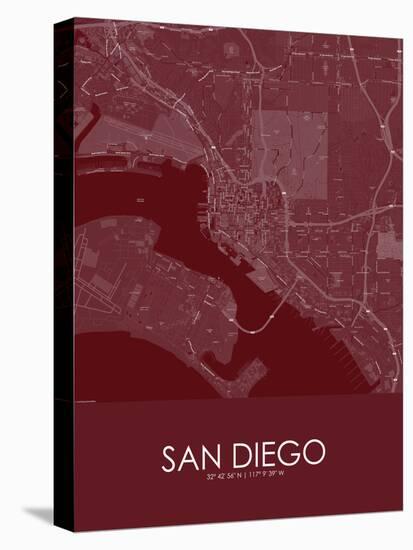 San Diego, United States of America Red Map-null-Stretched Canvas