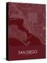 San Diego, United States of America Red Map-null-Stretched Canvas