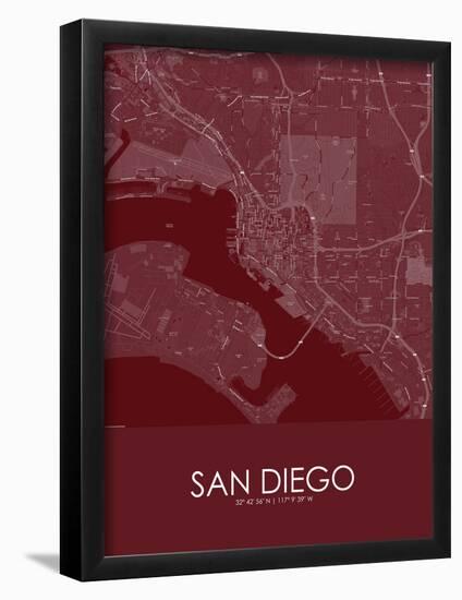 San Diego, United States of America Red Map-null-Framed Poster
