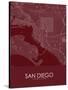 San Diego, United States of America Red Map-null-Stretched Canvas