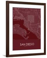 San Diego, United States of America Red Map-null-Framed Poster