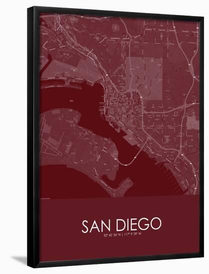 San Diego, United States of America Red Map-null-Framed Poster