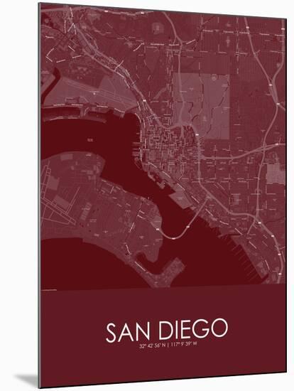 San Diego, United States of America Red Map-null-Mounted Poster