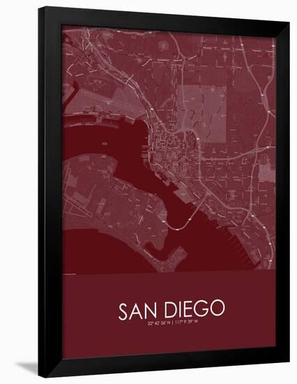 San Diego, United States of America Red Map-null-Framed Poster