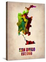 San Diego Watercolor Map-NaxArt-Stretched Canvas