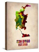 San Diego Watercolor Map-NaxArt-Stretched Canvas