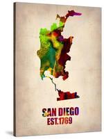 San Diego Watercolor Map-NaxArt-Stretched Canvas