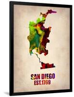 San Diego Watercolor Map-NaxArt-Framed Art Print