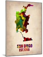 San Diego Watercolor Map-NaxArt-Mounted Art Print