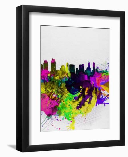 San Diego Watercolor Skyline-NaxArt-Framed Art Print