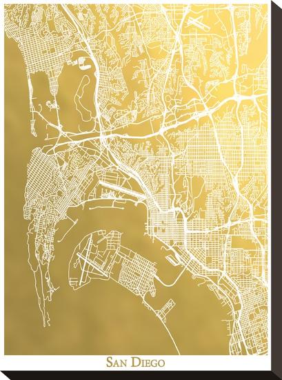San Diego-The Gold Foil Map Company-Stretched Canvas