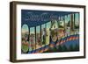 San Dimas, California - Large Letter Scenes-Lantern Press-Framed Art Print