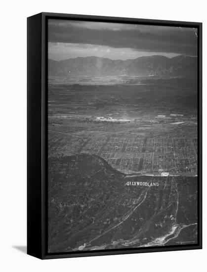 San Fernando Valley Seen from Point over Hollywood. Building Atop Mountain is Don Lee TV Station-Loomis Dean-Framed Stretched Canvas