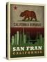 San Fran Flag-Red Atlas Designs-Stretched Canvas