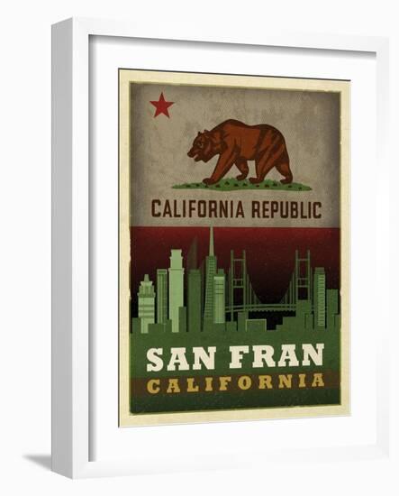 San Fran Flag-Red Atlas Designs-Framed Giclee Print