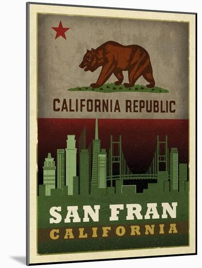 San Fran Flag-Red Atlas Designs-Mounted Giclee Print