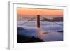 San Francisco At Sunrise, Behind The Golden Gate Bridge And A Low Blanket Of Fog-Joe Azure-Framed Photographic Print