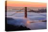 San Francisco At Sunrise, Behind The Golden Gate Bridge And A Low Blanket Of Fog-Joe Azure-Stretched Canvas