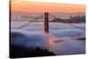 San Francisco At Sunrise, Behind The Golden Gate Bridge And A Low Blanket Of Fog-Joe Azure-Stretched Canvas