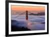 San Francisco At Sunrise, Behind The Golden Gate Bridge And A Low Blanket Of Fog-Joe Azure-Framed Photographic Print