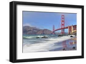 San Francisco Bay and Golden Gate Bridge, San Francisco, California, USA-null-Framed Art Print