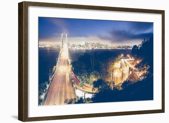 San Francisco Bay Bridge Night Cityscape, California-Vincent James-Framed Photographic Print