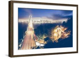 San Francisco Bay Bridge Night Cityscape, California-Vincent James-Framed Photographic Print