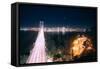 San Francisco Bay Bridge Night Cityscape-null-Framed Stretched Canvas