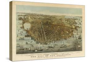 San Francisco Birds Eye View, c.1878-Charles R Parsons-Stretched Canvas
