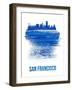 San Francisco Brush Stroke Skyline - Blue-NaxArt-Framed Art Print