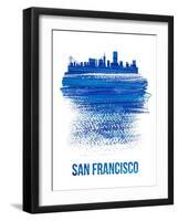 San Francisco Brush Stroke Skyline - Blue-NaxArt-Framed Art Print