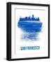 San Francisco Brush Stroke Skyline - Blue-NaxArt-Framed Art Print