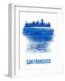 San Francisco Brush Stroke Skyline - Blue-NaxArt-Framed Art Print