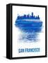 San Francisco Brush Stroke Skyline - Blue-NaxArt-Framed Stretched Canvas