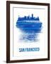 San Francisco Brush Stroke Skyline - Blue-NaxArt-Framed Art Print