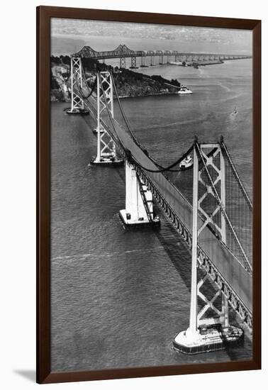 San Francisco, CA Aerial View of Oakland Bay Bridge Photograph - San Francisco, CA-Lantern Press-Framed Art Print