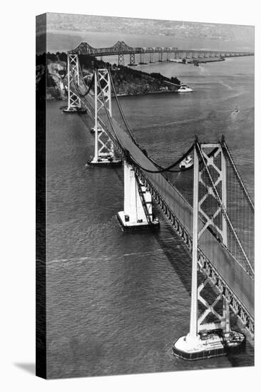 San Francisco, CA Aerial View of Oakland Bay Bridge Photograph - San Francisco, CA-Lantern Press-Stretched Canvas