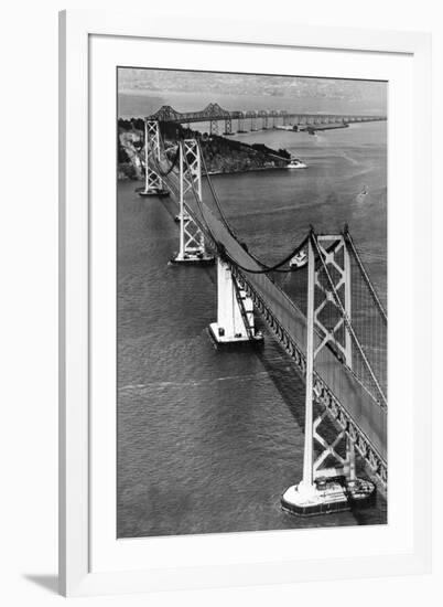 San Francisco, CA Aerial View of Oakland Bay Bridge Photograph - San Francisco, CA-Lantern Press-Framed Art Print