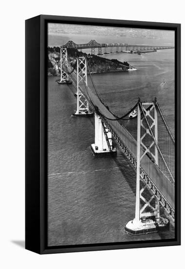 San Francisco, CA Aerial View of Oakland Bay Bridge Photograph - San Francisco, CA-Lantern Press-Framed Stretched Canvas