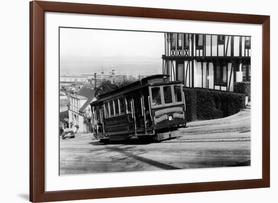 San Francisco, CA Cable Cars up Russian Hill Photograph - San Francisco, CA-Lantern Press-Framed Art Print