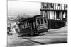 San Francisco, CA Cable Cars up Russian Hill Photograph - San Francisco, CA-Lantern Press-Mounted Art Print