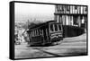 San Francisco, CA Cable Cars up Russian Hill Photograph - San Francisco, CA-Lantern Press-Framed Stretched Canvas