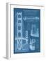San Francisco, CA, Golden Gate Bridge Technical Blueprint-Lantern Press-Framed Art Print