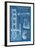 San Francisco, CA, Golden Gate Bridge Technical Blueprint-Lantern Press-Framed Art Print