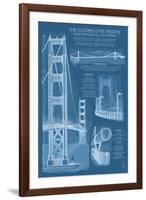 San Francisco, CA, Golden Gate Bridge Technical Blueprint-Lantern Press-Framed Art Print