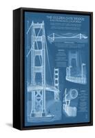 San Francisco, CA, Golden Gate Bridge Technical Blueprint-Lantern Press-Framed Stretched Canvas