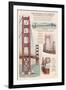 San Francisco, CA, Golden Gate Bridge Technical Drawing-Lantern Press-Framed Art Print